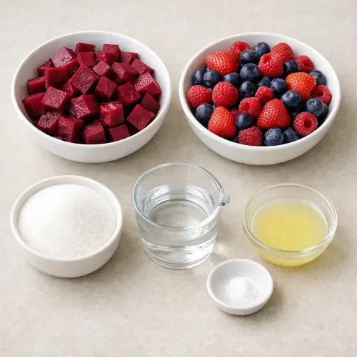 Ingredients for Beet and Berry Sorbet