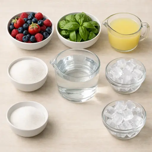 Ingredients for Berry Basil Lemonade