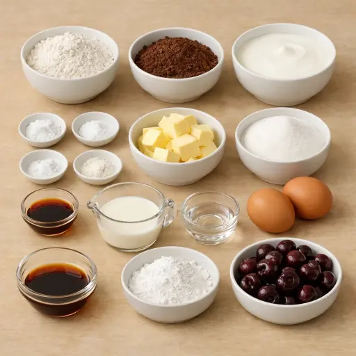 Ingredients for Black Forest Cake