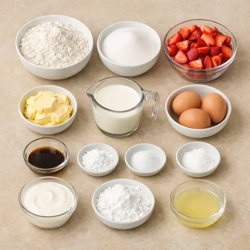 Ingredients for Blissful Strawberry Delight Cake
