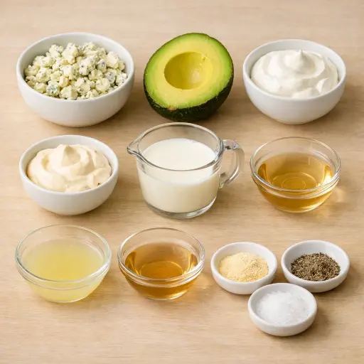 Ingredients for Blue Cheese Avocado Dressing