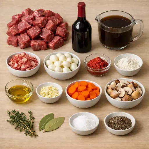 Ingredients for Boeuf Bourguignon