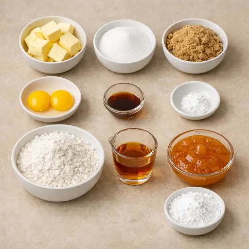 Ingredients for Bourbon Peach Thumbprint Cookies