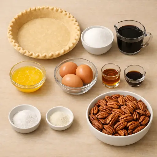 Ingredients for Bourbon Pecan Pie