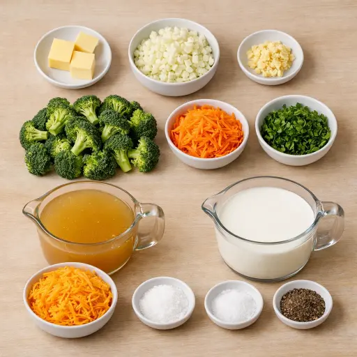Ingredients for Broccoli & Herb Cheddar Soup