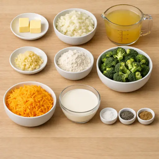 Ingredients for Broccoli and Aged Cheddar Soup