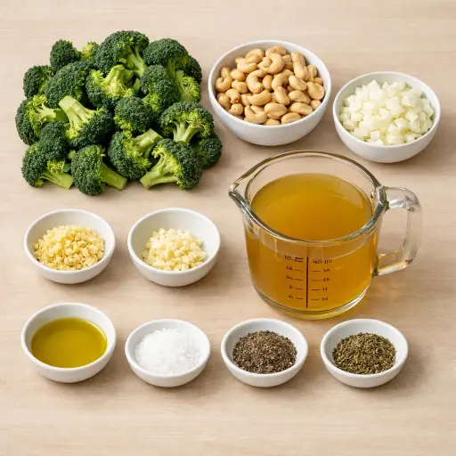Ingredients for Broccoli and Cashew Cream Soup