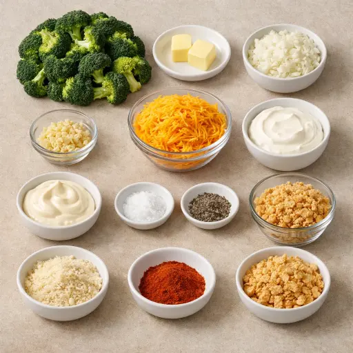 Ingredients for Broccoli and Cheddar Casserole