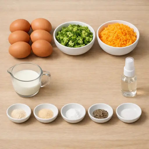 Ingredients for Broccoli and Cheddar Egg Muffins