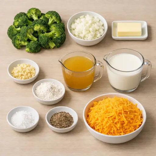 Ingredients for Broccoli Cheddar Soup
