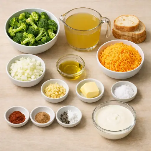 Ingredients for Broccoli Cheddar Soup with a Twist