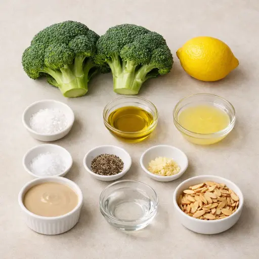 Ingredients for Broccoli Delight with Lemon-Tahini Drizzle