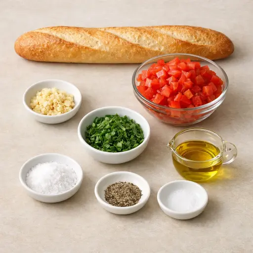Ingredients for Bruschetta with Tomato and Basil