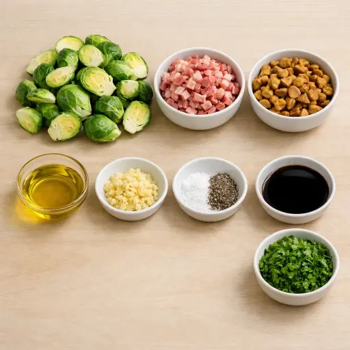 Ingredients for Brussels Sprouts with Bacon and Chestnuts