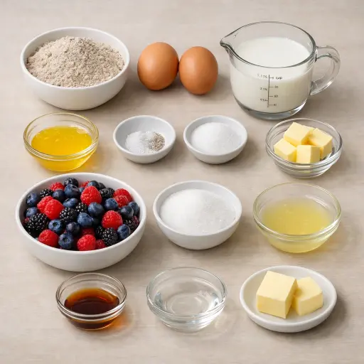 Ingredients for Buckwheat Crepes with Berry Compote