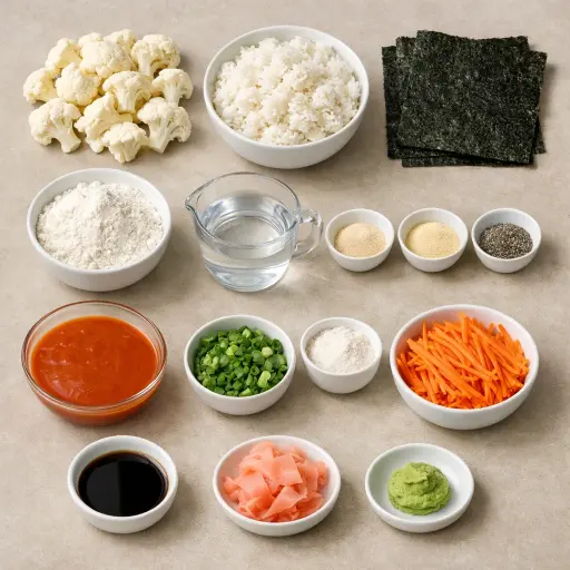 Ingredients for Buffalo Cauliflower Sushi