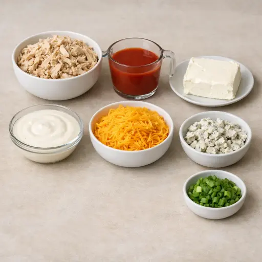 Ingredients for Buffalo Chicken Dip