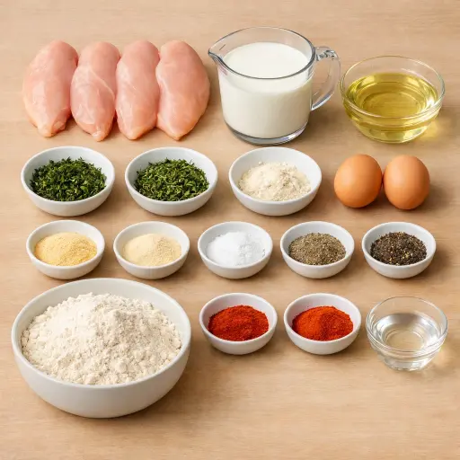 Ingredients for Buttermilk Herb Chicken Fried Chicken