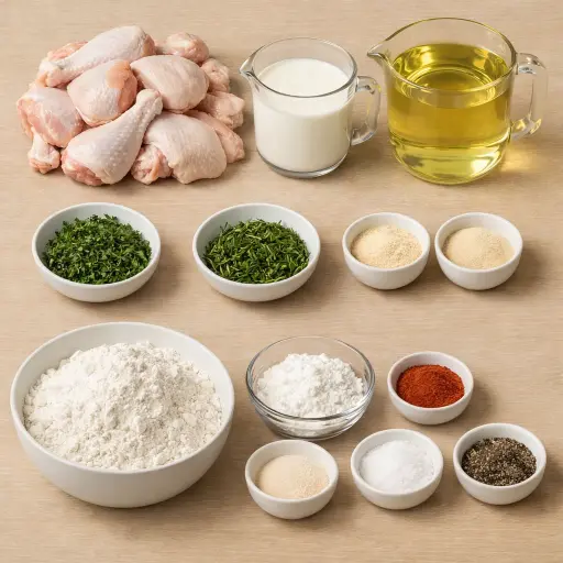 Ingredients for Buttermilk Herb-Crusted Fried Chicken