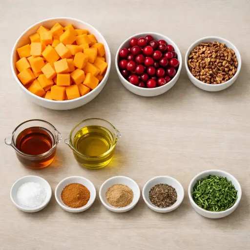 Ingredients for Butternut Squash and Cranberry Casserole