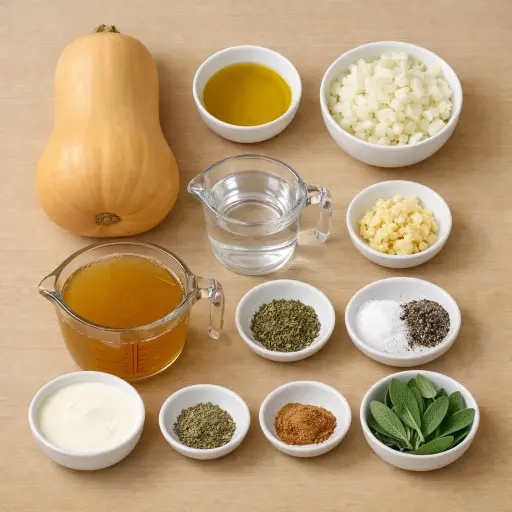 Ingredients for Butternut Squash Soup with Sage