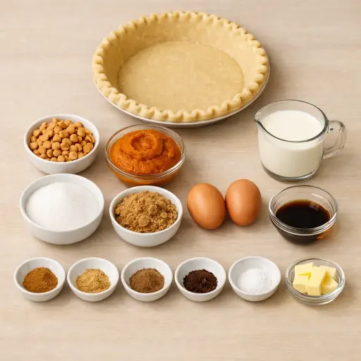 Ingredients for Butterscotch Pumpkin Spice Pie