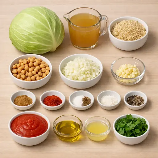 Ingredients for Cabbage Rolls with Quinoa and Chickpeas