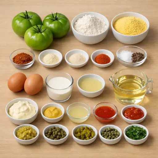 Ingredients for Cajun Fried Green Tomatoes with Spicy Remoulade