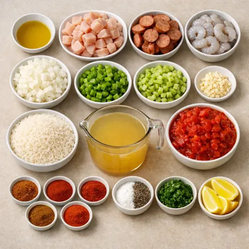 Ingredients for Cajun Fusion Jambalaya