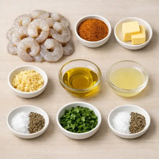 Ingredients for Cajun Garlic Butter Shrimp