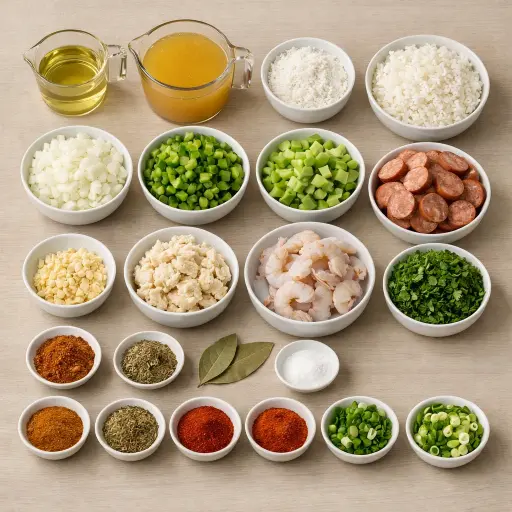 Ingredients for Cajun Seafood and Andouille Sausage Gumbo
