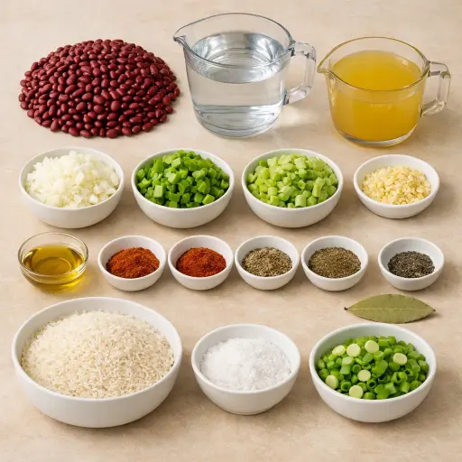 Ingredients for Cajun Spicy Red Beans and Rice