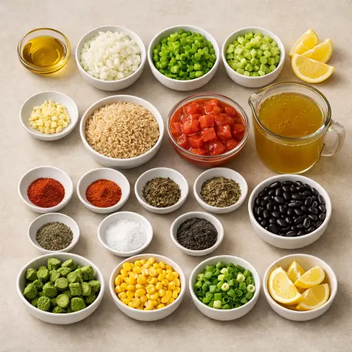 Ingredients for Cajun Vegetarian Jambalaya Delight