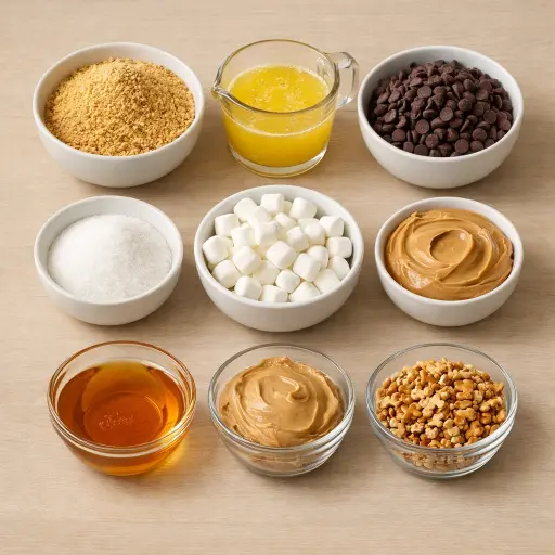Ingredients for Campfire Delight S'mores Bars