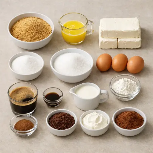 Ingredients for Cappuccino Cheesecake