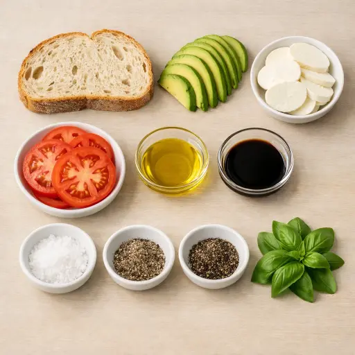 Ingredients for Caprese Avocado Toast