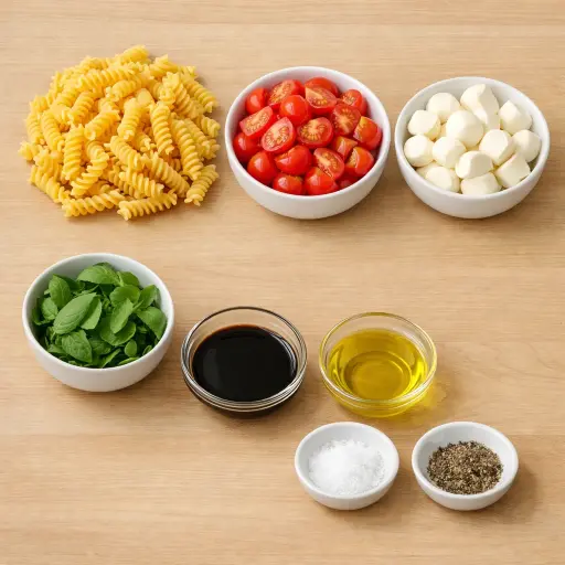 Ingredients for Caprese Pasta Salad
