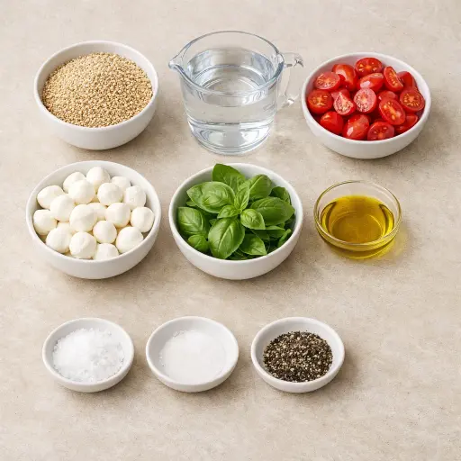 Ingredients for Caprese Quinoa Salad