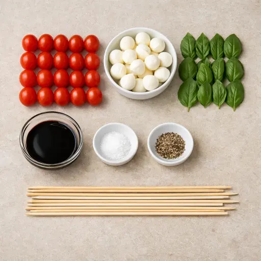 Ingredients for Caprese Salad Skewers