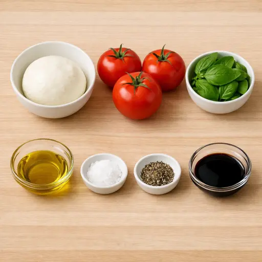 Ingredients for Caprese Salad with Balsamic Glaze