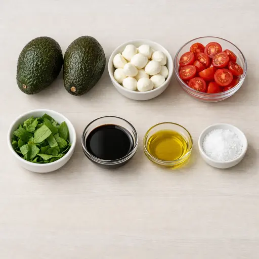 Ingredients for Caprese Stuffed Avocados