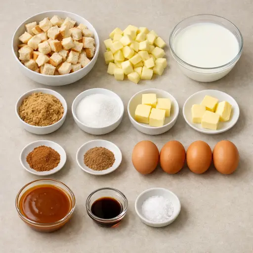 Ingredients for Caramel Apple Bread Pudding