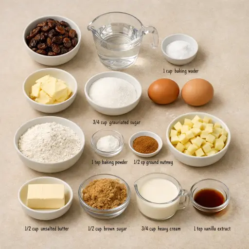 Ingredients for Caramel Apple Sticky Toffee Pudding