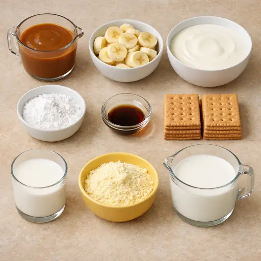 Ingredients for Caramel Banana Eclair Cake
