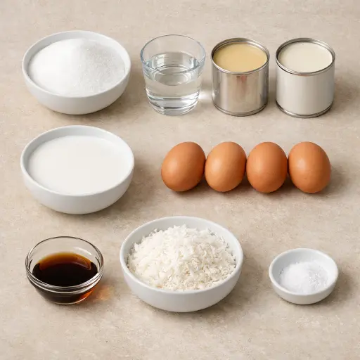 Ingredients for Caramel Coconut Flan