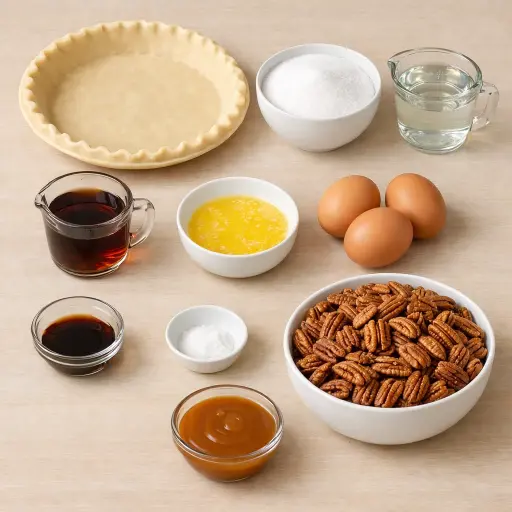 Ingredients for Caramel Maple Pecan Pie
