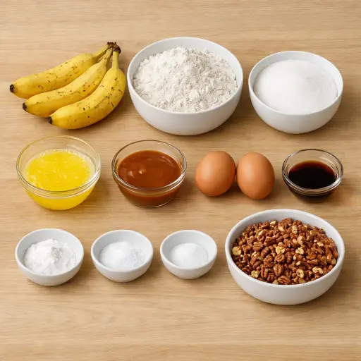 Ingredients for Caramel Pecan Banana Bread