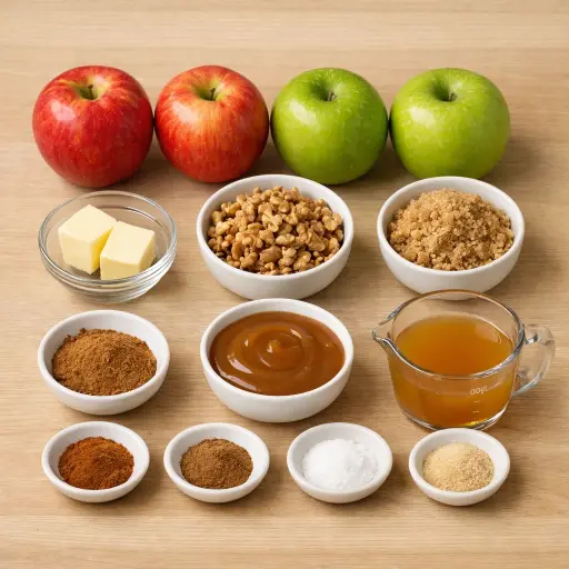 Ingredients for Caramel Walnut Baked Apples