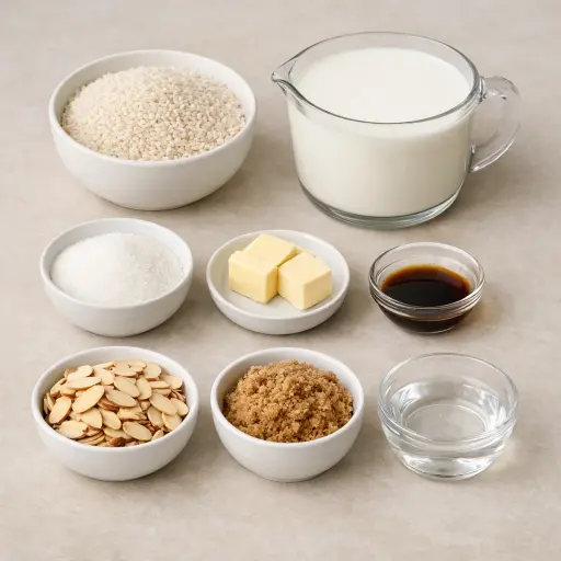 Ingredients for Caramelized Almond Rice Pudding