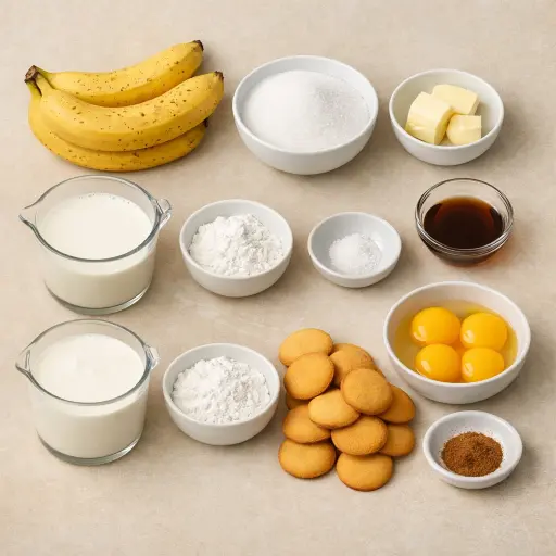 Ingredients for Caramelized Banana Pudding